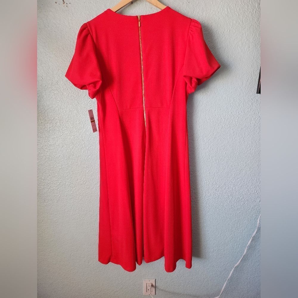 DKNY Women's Vibrant Red Midi Dress - Picture 5 of 16